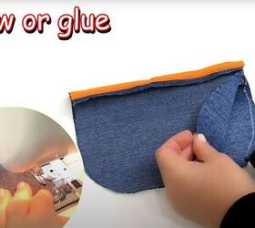 how to diy 2 cute denim pouches, Assembling bag