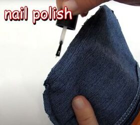 how to diy 2 cute denim pouches, Adding nail polish