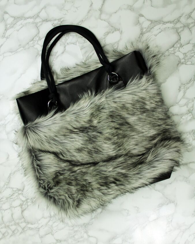 diy reversible fur and leather easy tote, How to make a DIY reversible tote with fur and leather
