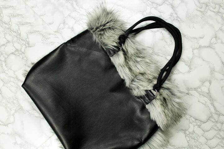 diy reversible fur and leather easy tote, How to make a reversible tote bag pattern with fur and leather yourself