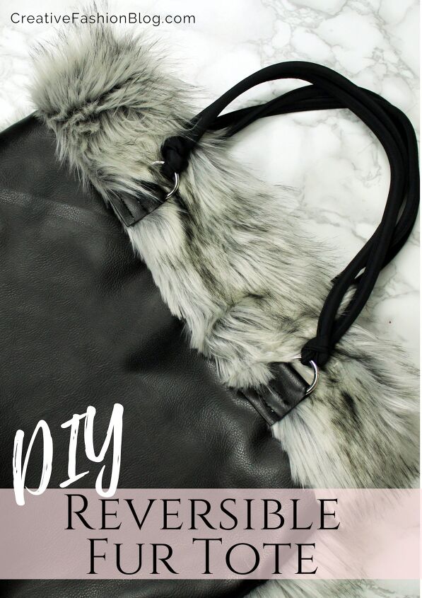 diy reversible fur and leather easy tote, How to make a tote with fur and leather easy beginner sewing tutorial