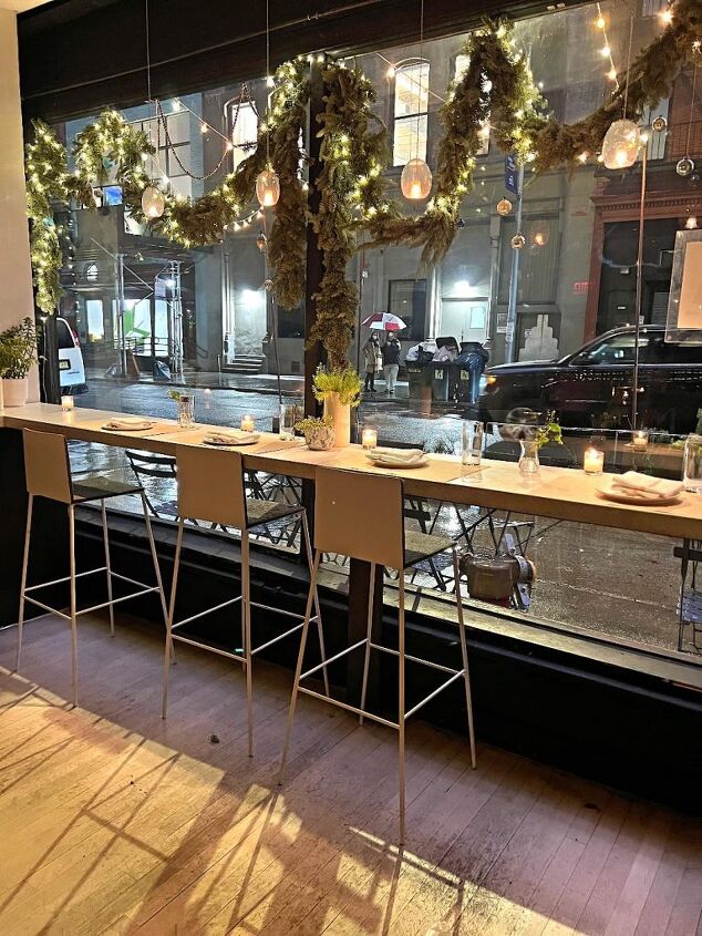 what i wore to nyc in december, This is the fun front window seating at ABC kitchen