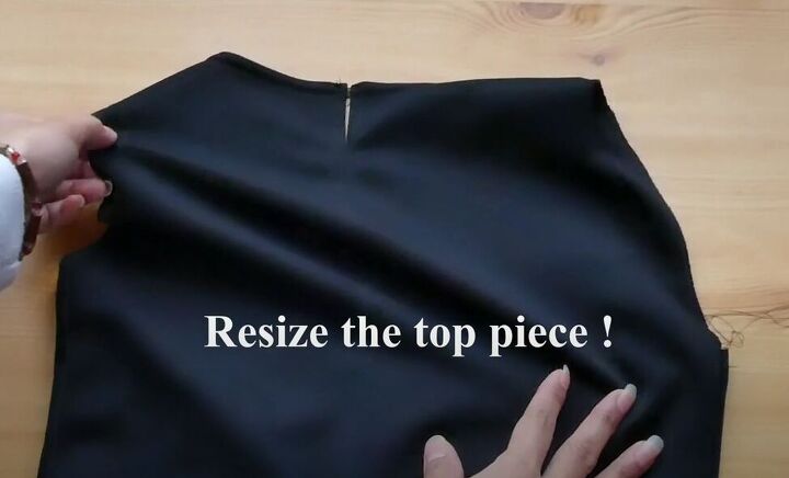 how to make a gothic wednesday addams black dress, Resizing the top