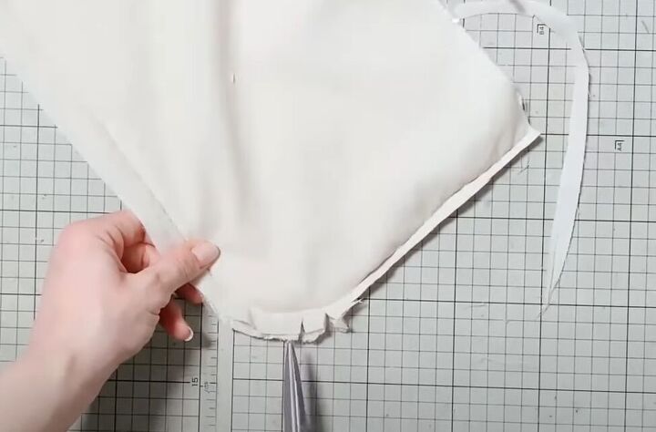 how to diy a super cute white shoulder bag, Sewing the bag flap