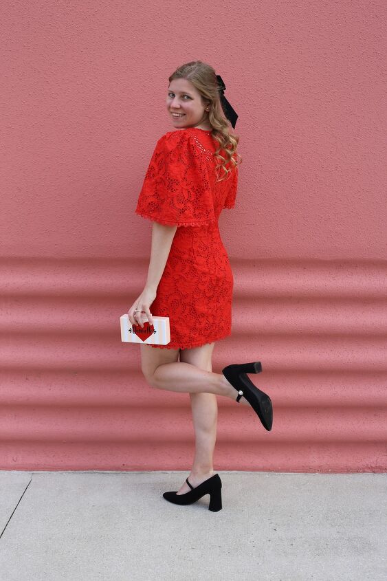 red lace dress 2 ways