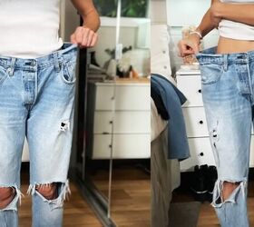 how to diy custom fitted ripped jeans, Jeans that are too large