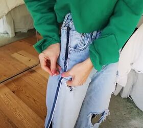how to diy custom fitted ripped jeans, Re wrapping the jeans