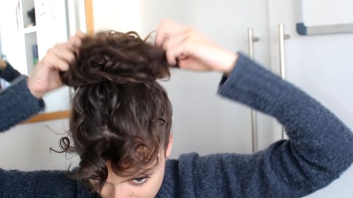 how to create a cute curly and messy bun hairstyle, Adding volume