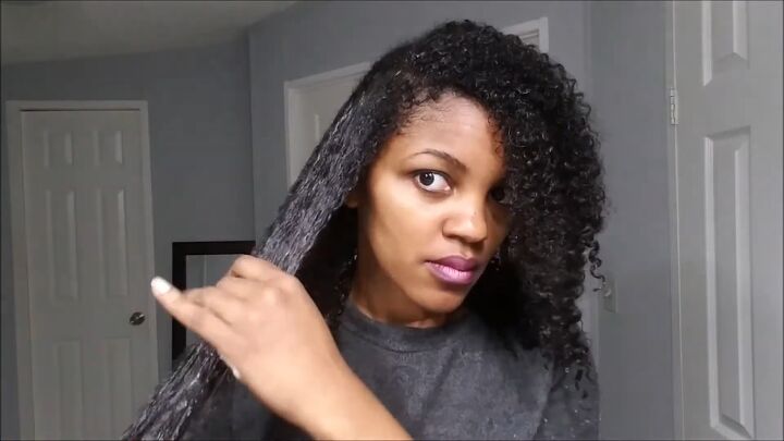 how to diy an easy deep conditioner for natural hair, Applying deep conditioner recipe to hair