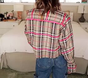 thrift flipping tutorial how to diy a trendy flannel shirt, DIY thrift flipped flannel shirt jacket