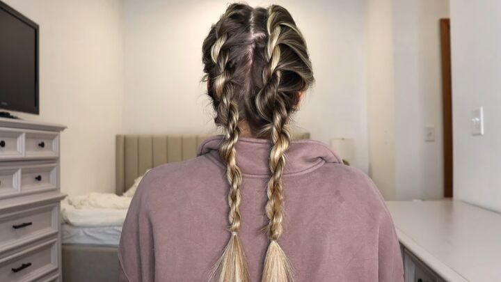 6 super quick and easy rope braid hairstyles, Pigtail style