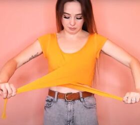 no sew ideas how to diy 6 cute crop tops from t shirts, Crossing ends