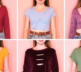 no sew ideas how to diy 6 cute crop tops from t shirts, 6 DIY crop tops from t shirt no sew
