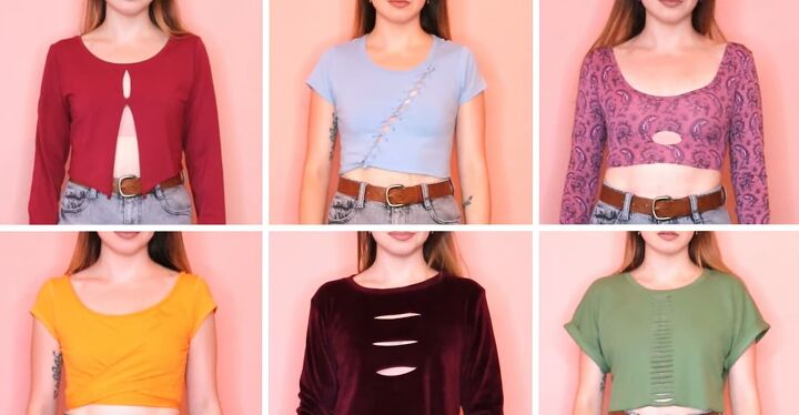 no sew ideas how to diy 6 cute crop tops from t shirts, 6 DIY crop tops from t shirt no sew