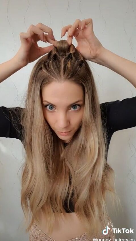 easy half up hairstyle that looks beautiful with long hair, Twisting hair