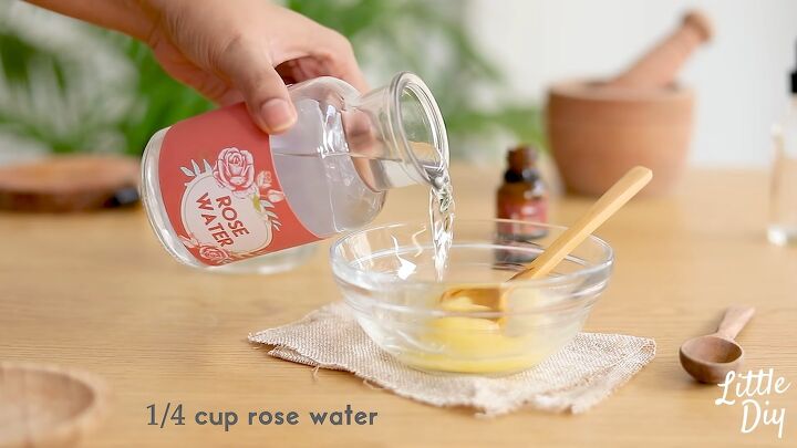 how to diy a super easy face serum and mist for glowing skin, Adding rose water