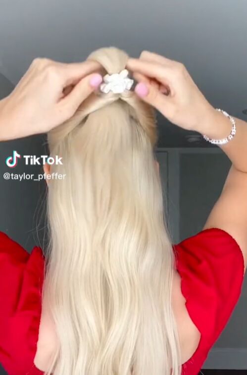 try this cute look for valentine s day, Flipping ponytail