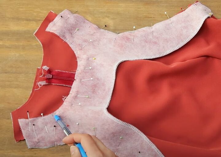 how to diy a sexy racerback maxi dress, Attaching facings