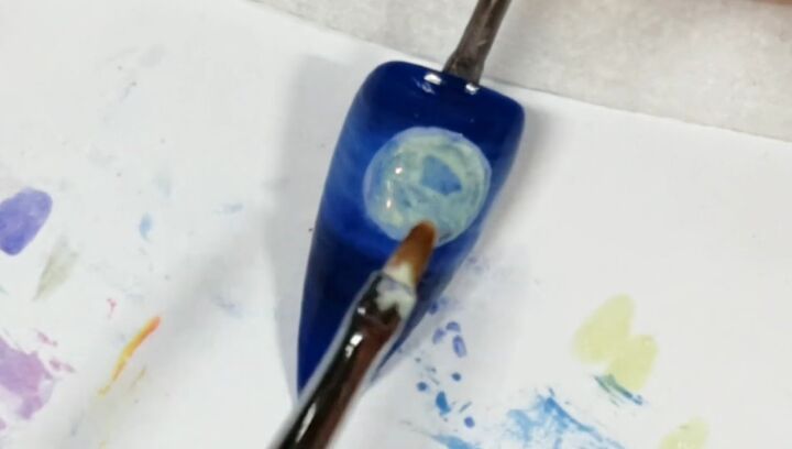 how to diy stunning blue moon nails, Adding yellow nail polish