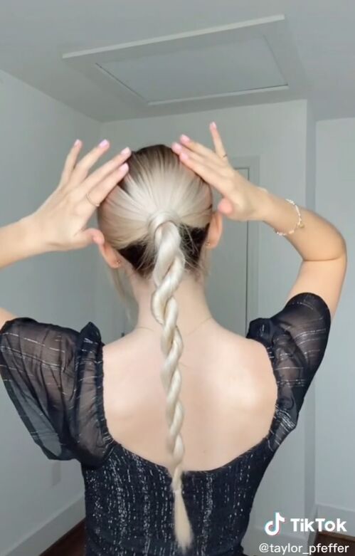 spice up your ponytail with these simple tricks, Easy ponytail hack Cute rope braid ponytail