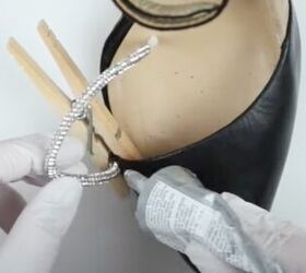 mach and mach dupes how to diy cute rhinestone bow heels, Attaching front trim