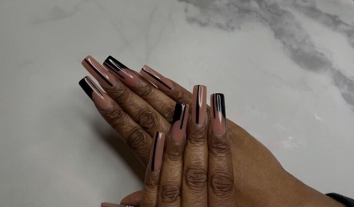 how to diy a sexy nude and black nail design, DIY nude and black nails