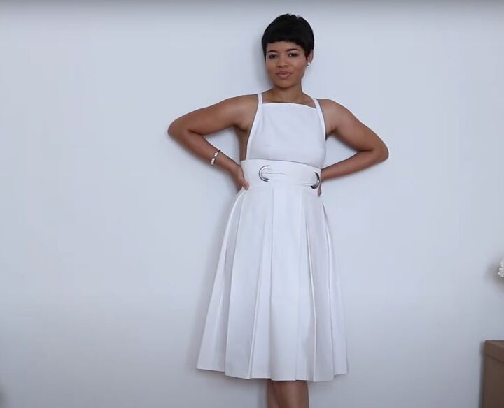 how to diy a super cute crop top and skirt set from an old curtain, DIY crop top and skirt set
