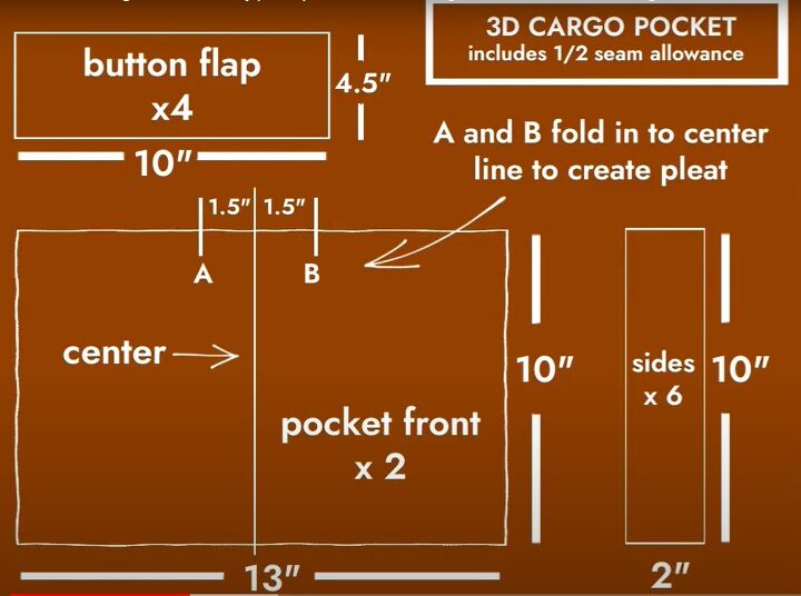 how to diy comfy gray cargo pants, Making 3D pocket