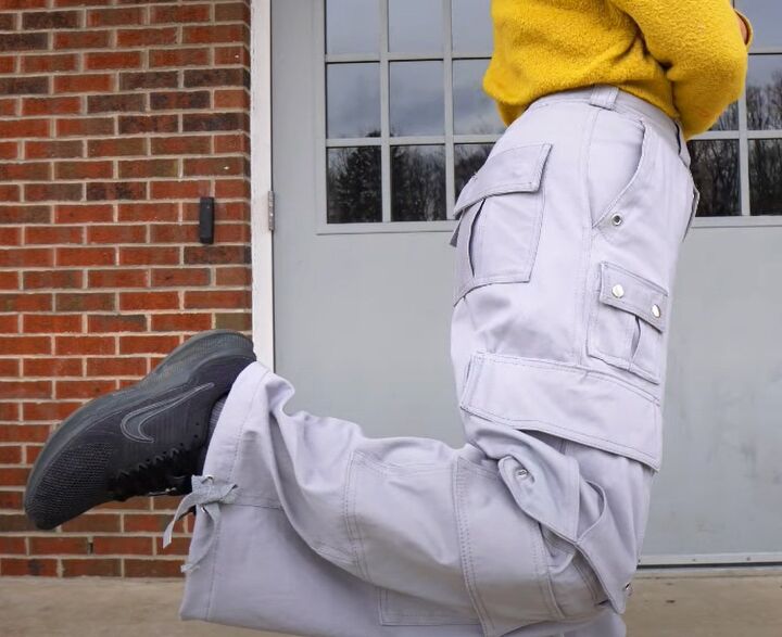 how to diy comfy gray cargo pants, DIY gray cargo pants