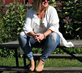 cardigan crazy thoughts on wearing distressed denim after 40, Distressed Denim after 40 Full Figured Fashion Plus Sized Fashion Fashion for women over 40