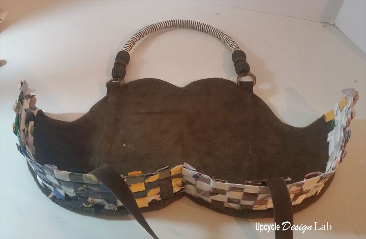 Adding the lining to the paper mustache purse