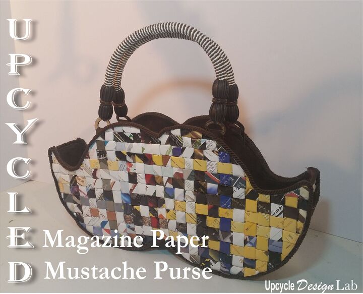 Finished magazine paper mustache purse