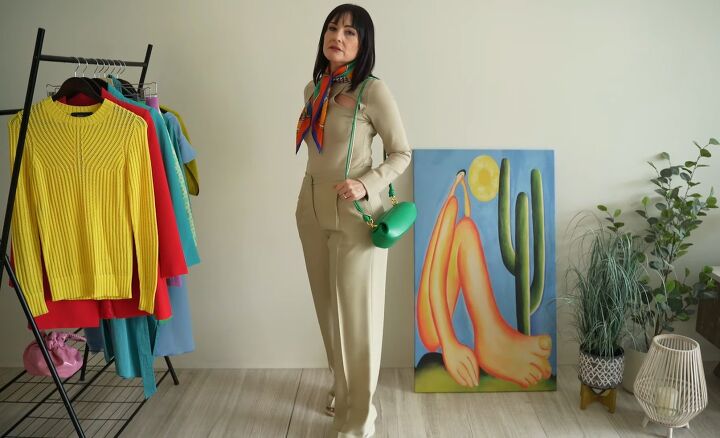 colorful outfit ideas how to wear bright colors, Colorful scarf