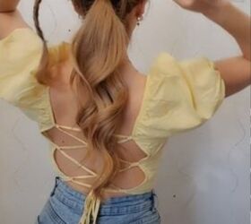 this ponytail braid hack makes your hair look so much thicker, Tying a knot