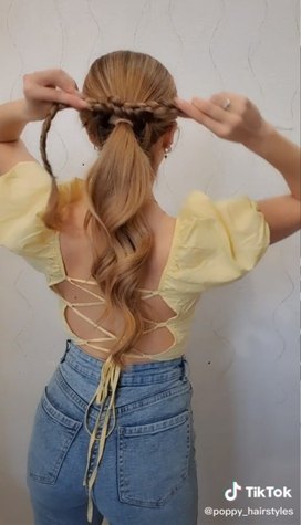 this ponytail braid hack makes your hair look so much thicker, Tying a knot