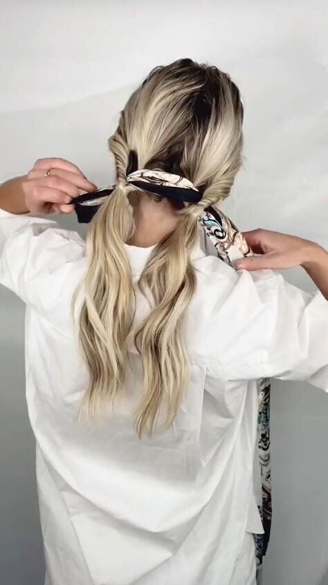 this hairstyle keeps your silk scarf secure in your hair, Adding scarf