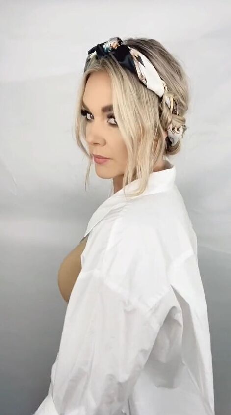 this hairstyle keeps your silk scarf secure in your hair, Cute hairstyle with silk scarf