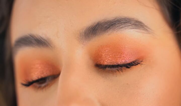 how to create a glam orange eye makeup look, Orange eye makeup look