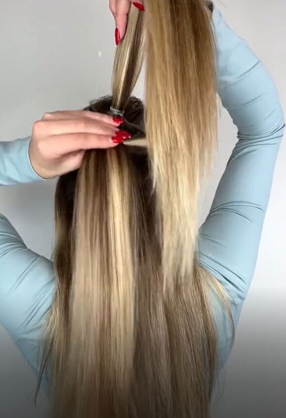 step by step for this simple pull through braid, Two ponytails