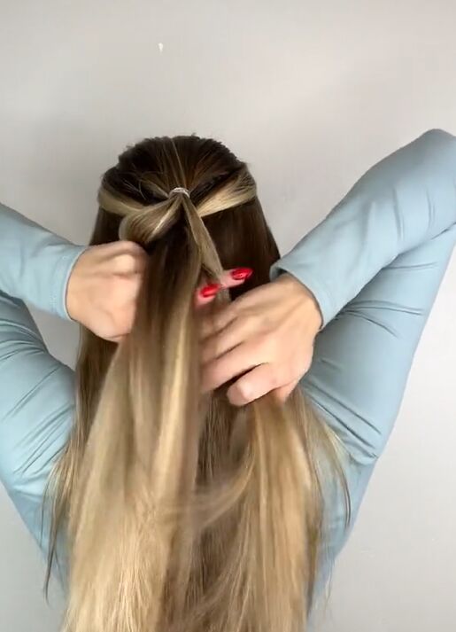 step by step for this simple pull through braid, Wrapping ponytails