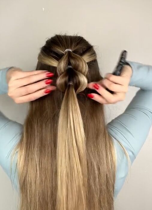step by step for this simple pull through braid, Fanning hair