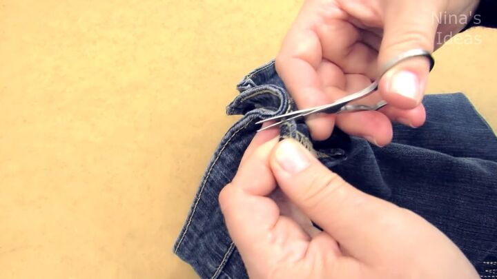 how to diy a cute and easy jean bag, Cutting off belt loops