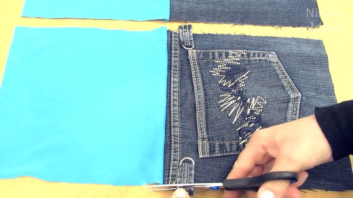 how to diy a cute and easy jean bag, Trimming excess