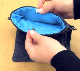 how to diy a cute and easy jean bag, Attaching bag clasp