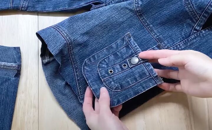 how to make a cute crossbody bag out of jeans, Preparing the denim