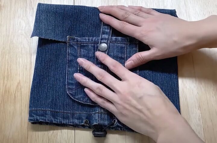how to make a cute crossbody bag out of jeans, Outer pocket