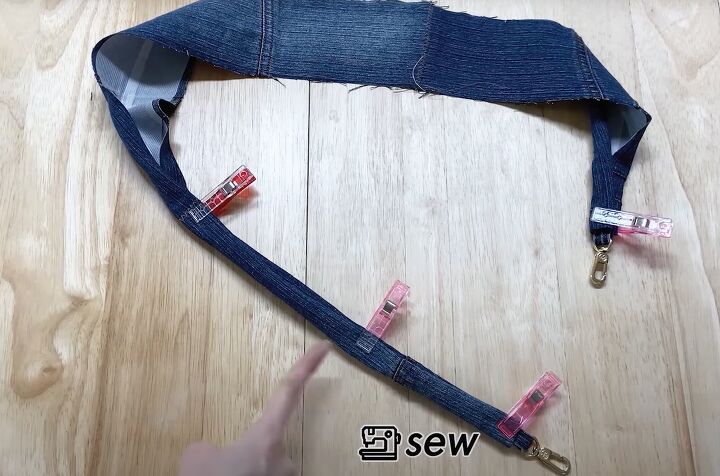 how to make a cute crossbody bag out of jeans, Strap