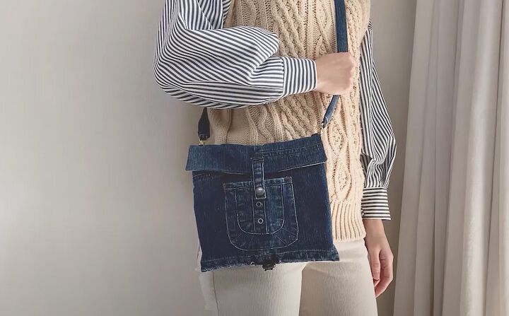 how to make a cute crossbody bag out of jeans, DIY crossbody bag