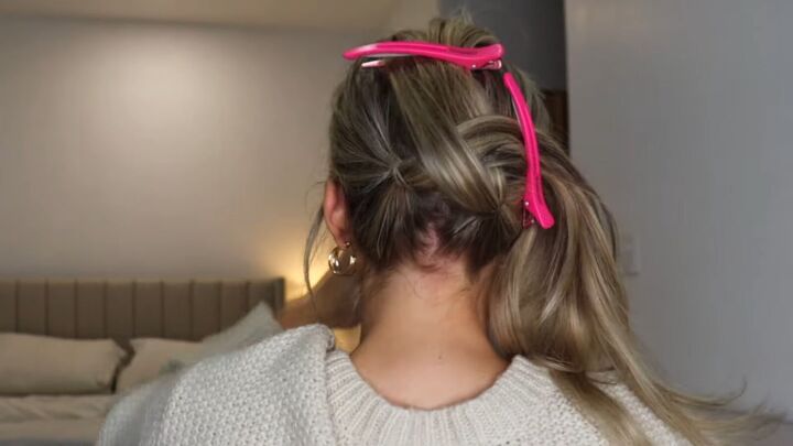hair tutorial elegant bun hairstyle in 2 different ways, Progress shot