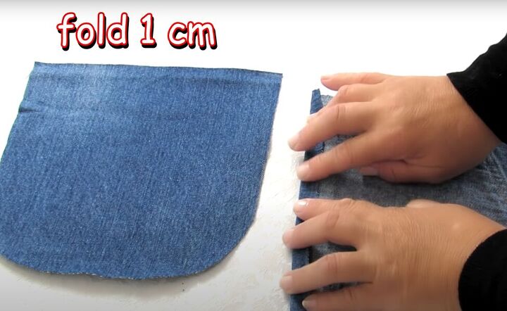 how to diy a super easy jean bag, Folding denim